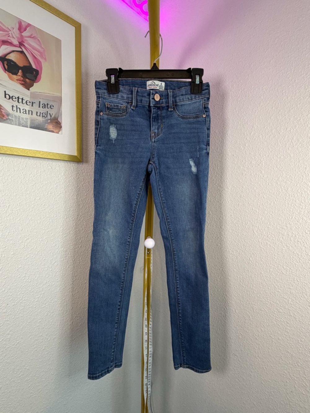 Jordache Girls' Blue Distressed Slim Jeans